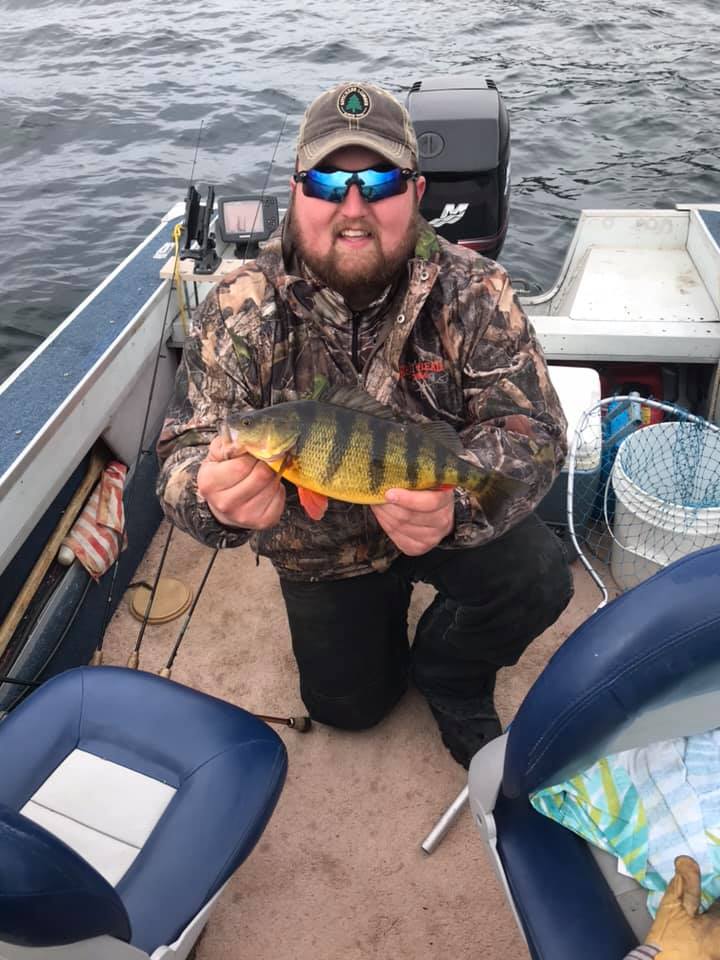 monster yellow perch caught on keuka lake with small plastic bait