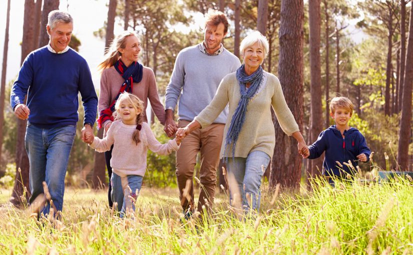 multigenerational family walking together